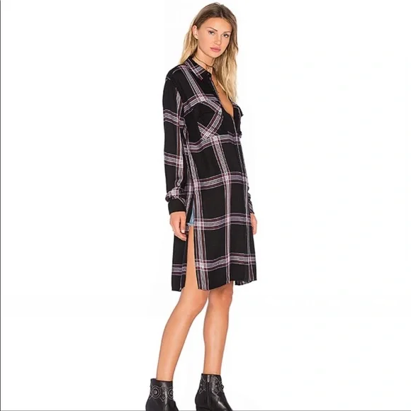 Rails Dawson Plaid Shirt Dress Size Small Black and White - Picture 3 of 6